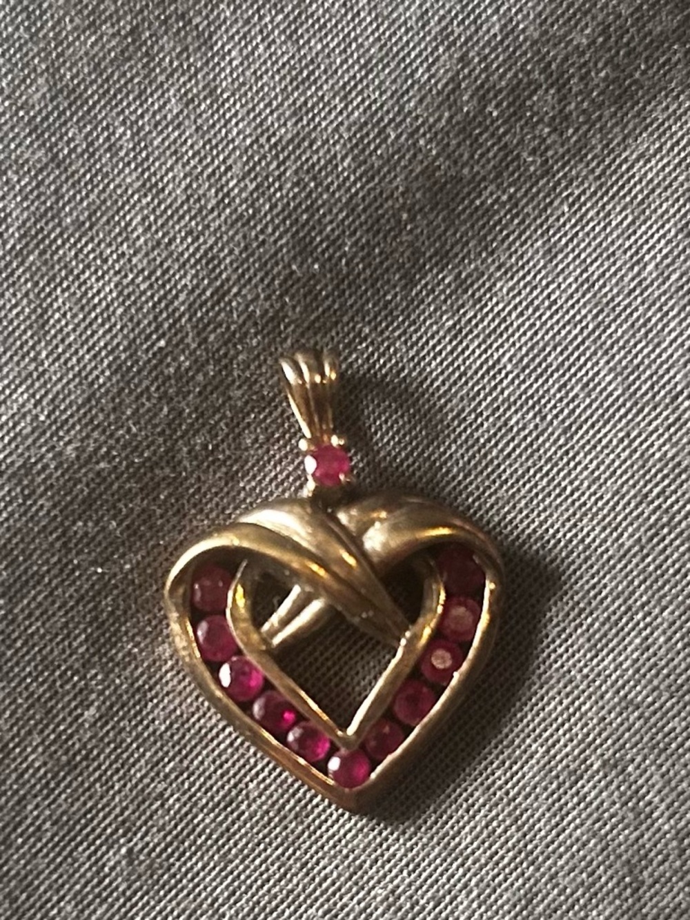 Vintage 1984 Sterling Silver Double Heart Pendant - Ruby/Amethyst Tones